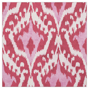 Tela Patrón tribal de ikat rojo y rosa