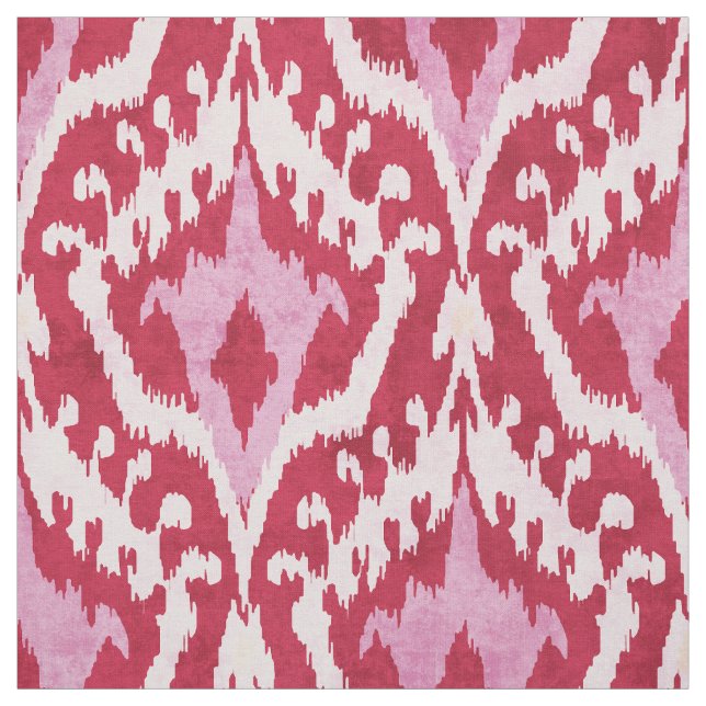 Tela Patrón tribal de ikat rojo y rosa (Retal)