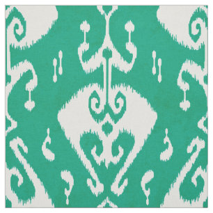 Tela Patrón tribal de ikat verde texturado de moda mode