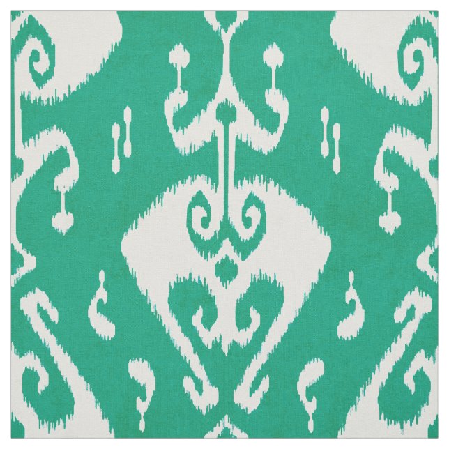 Tela Patrón tribal de ikat verde texturado de moda mode (Retal)