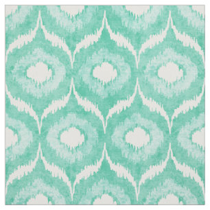 Tela Patrón tribal de menta y ikat blanco de Guay