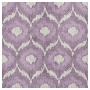 Tela Patrón tribal Guay púrpura y crema ikat