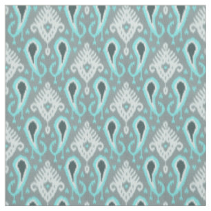 Tela Patrón tribal ikat turquesa lindo y moderno