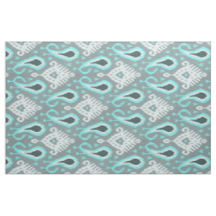 Tela Patrón tribal ikat turquesa lindo y moderno