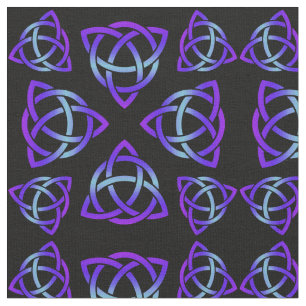 Tela Patrón triquetra celta azul y morado en negro