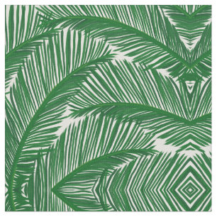 Tela Patrón tropical de hojas de palmera verde moderno