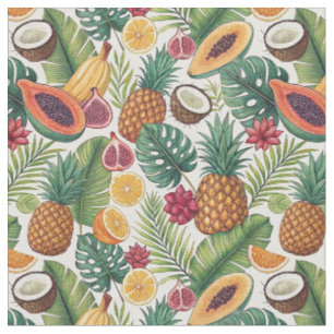 Tela Patrón Tropical de Piña - Diseño de Frutas de Vera