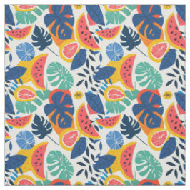 Tela Patrón Tropical de Sandía y Piña