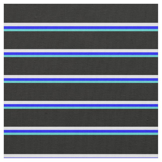 Tela Patrón Turquesa, Azul, Lavanda y Negro (De cerca)