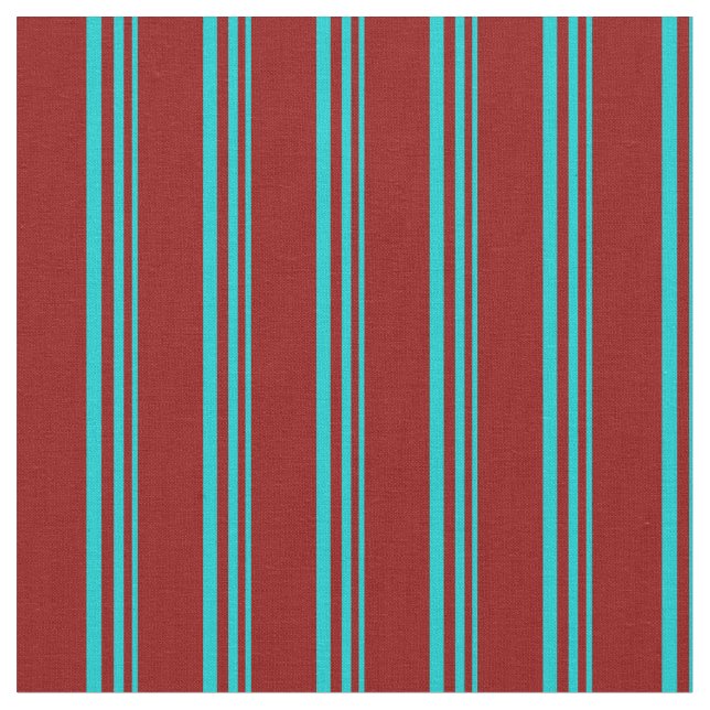 Tela Patrón Turquesa Oscuro y Líneas Rojas Oscuras (De cerca)
