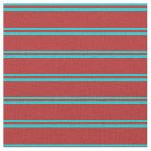 Tela Patrón turquesa oscuro y trazo/lino rojo