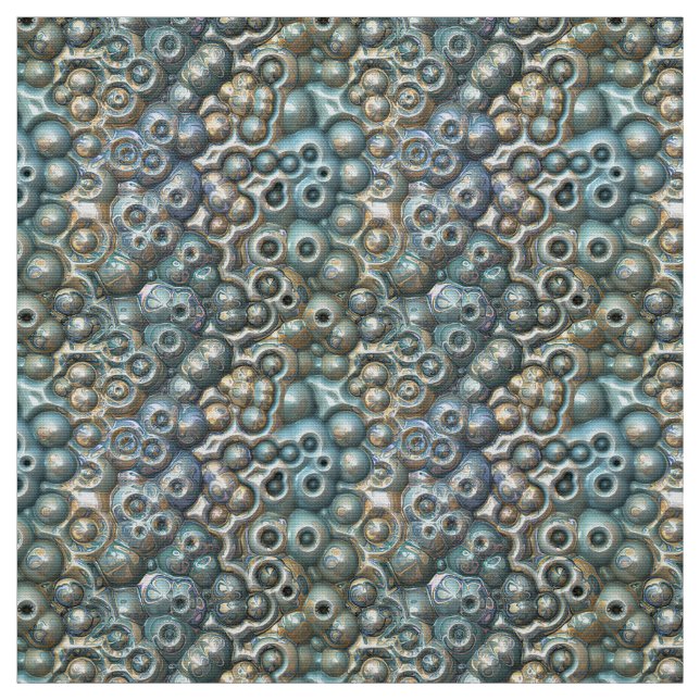 Tela Patrón Turquesa Y Oro (Retal)