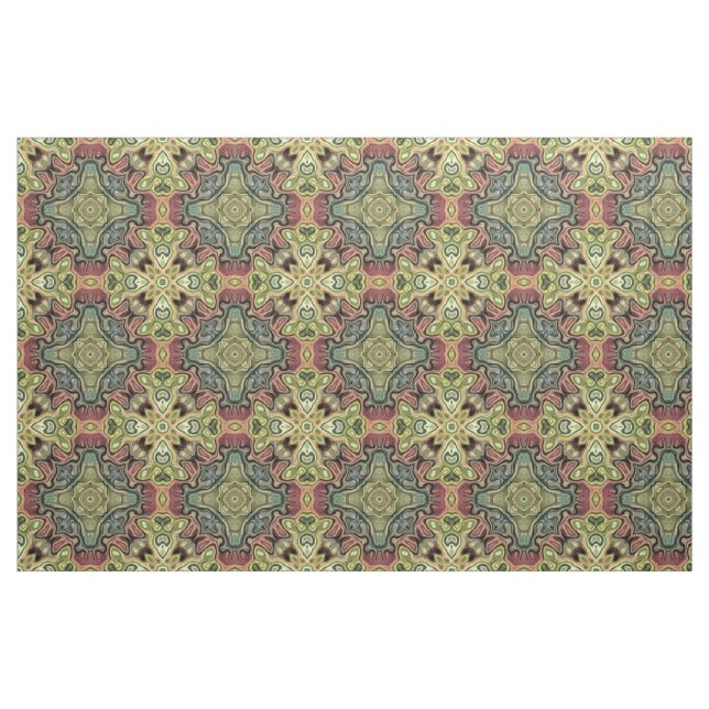 Tela Patrón Verde azulado satírico de batik  amarillo o ("Cuarto gordo" (fat quarter))