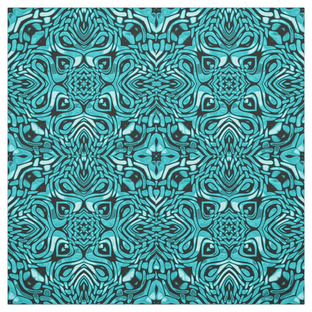 Tela Patrón Verde azulado turquesa de moda de mosaico a (Retal)