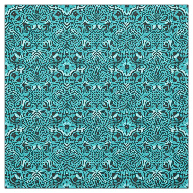 Tela Patrón Verde azulado turquesa de moda de mosaico a (Retal)