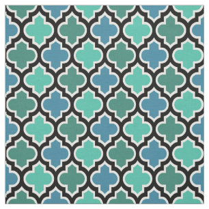 Tela Patrón Verde azulado Turquoise Blue Moroccan Quatr