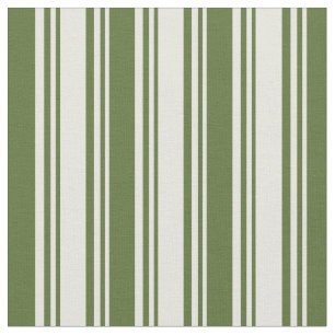 Tela Patrón verde beige y olivo oscuro rayado/lino