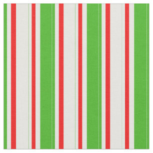 Tela Patrón verde, blanco, rojo a rayas/lino