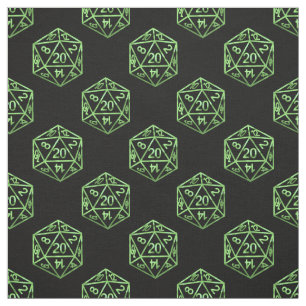Tela Patrón verde D20   Fantasía Tabletop RPG Dice