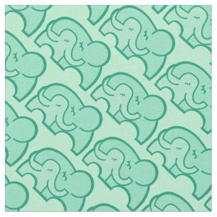 Tela Patrón verde del abrazo del elefante gráfico