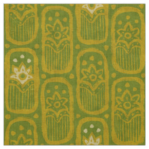 Tela Patrón verde floral vintage al estilo indio.