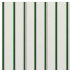 Tela Patrón Verde Forestal, Negro, Gris Y Lineado Beige