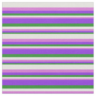 Tela Patrón verde forestal, púrpura, orquídea y cian li