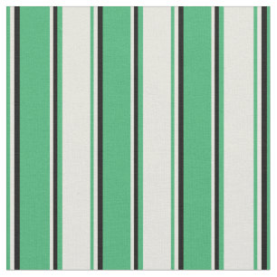 Tela Patrón verde marino, beige y lino negro