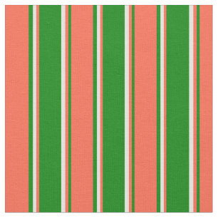 Tela Patrón verde, rojo y amarillo claro de las franjas