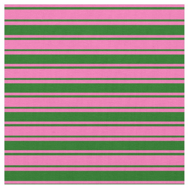 Tela Patrón verde rosado y oscuro de rayas (De cerca)