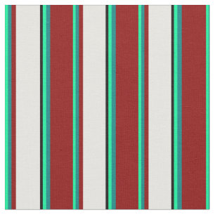 Tela Patrón verde, Verde azulado, rojo oscuro, blanco y