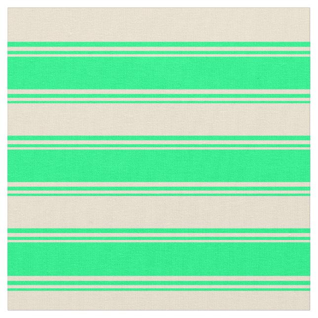 Tela Patrón verde y beige de rayas (De cerca)