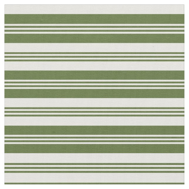 Tela Patrón verde y blanco de oliva oscuro (De cerca)