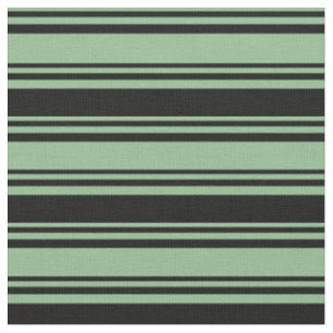 Tela Patrón verde y negro de lino/rayas del mar oscuro