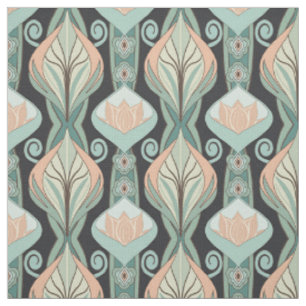 Tela Patrón vintage abstracto botánico Art Nouveau