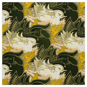 Tela Patrón vintage de aves acuáticas Art Nouveau