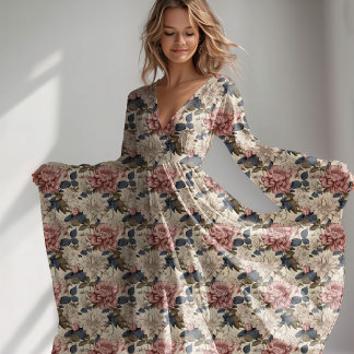 Tela patrón vintage de peonías botánicas florales