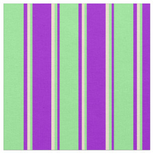 Tela Patrón Violeta Oscura, Verde Claro y Rayas Tan