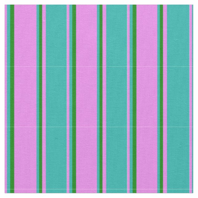 Tela Patrón violeta, verde y verde del mar claro (De cerca)