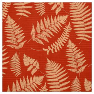 Tela Patrón Woodland Fern, Naranja mandarín