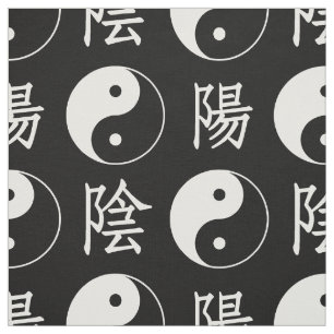 Tela Patrón Yinyang chino de fondo negro