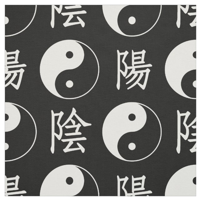Tela Patrón Yinyang chino de fondo negro (Retal)