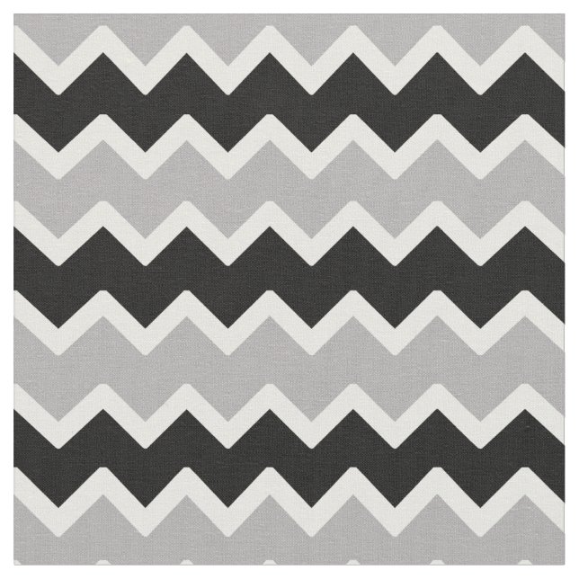 Tela Patrón Zigzag de Chevron Gris Negro (De cerca)