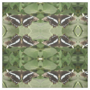 Tela Patrona de mariposa tropical negra y blanca