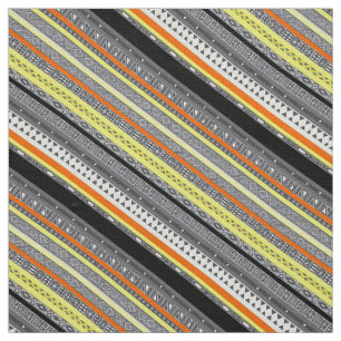 Tela Patrones aztecos de color gris naranja