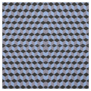 Tela Patrones de cubo isométrico negro azul y heather
