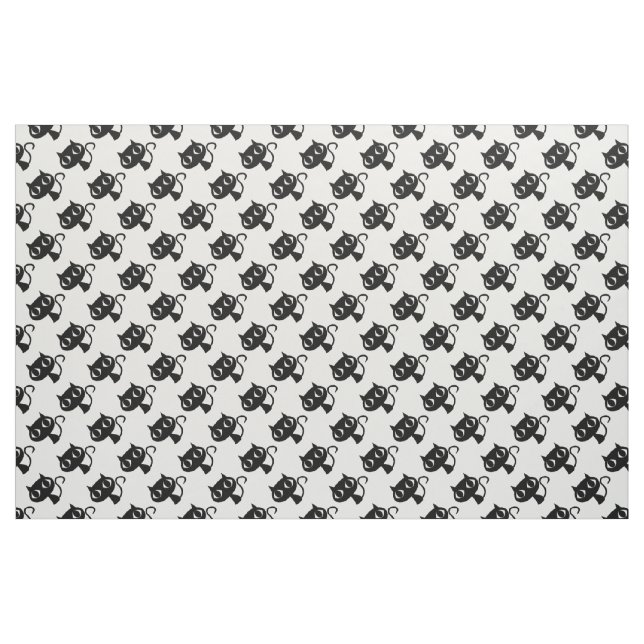 Tela Patrones de gatos blancos negros pequeños ("Cuarto gordo" (fat quarter))