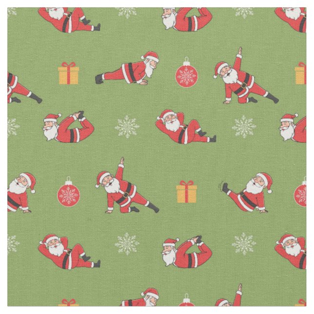 Tela Patrones de Navidad sin Costuras de Pilates Santa (De cerca)