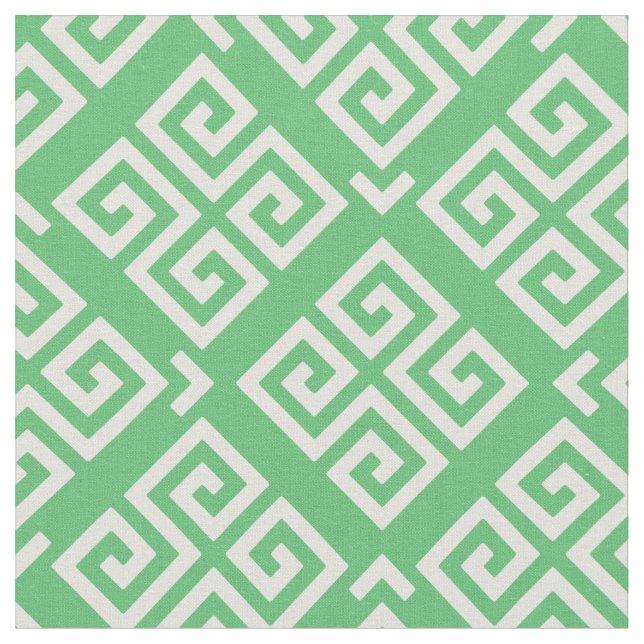 Tela Patrones geométricos de clave verde y gris blanco  (De cerca)