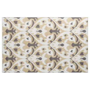 Tela patrones tribales beige y ikat marrón neutros de m